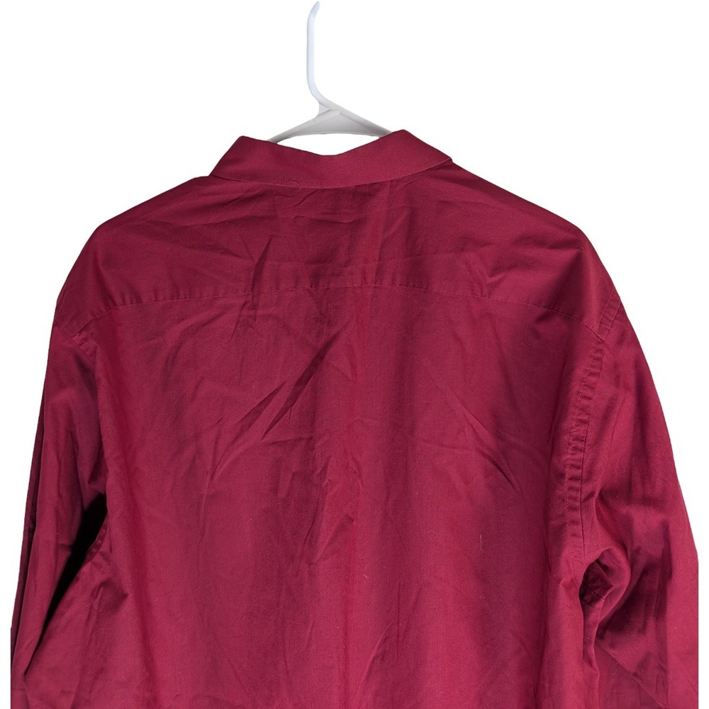 Pierre Cardin Button Down Shirt Mens 17.5 34/35 Burgundy Long Sleeve Collared - Picture 7 of 13